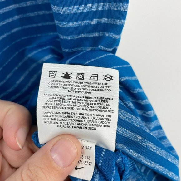 Nike Golf Tour Performance Short Sleeve Striped Polo Shirt Mens Medium Blue - Picture 8 of 10